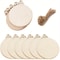 Round Blank Wood Slices with Twine, 10PCS Unfinished Predrilled Discs for DIY Crafts, Christmas Party Decor