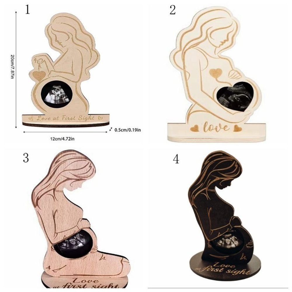 Creative Wooden Ultrasound Photo Frame With Stand Pregnant Sonogram Picture Frame Gender Disclosure 1