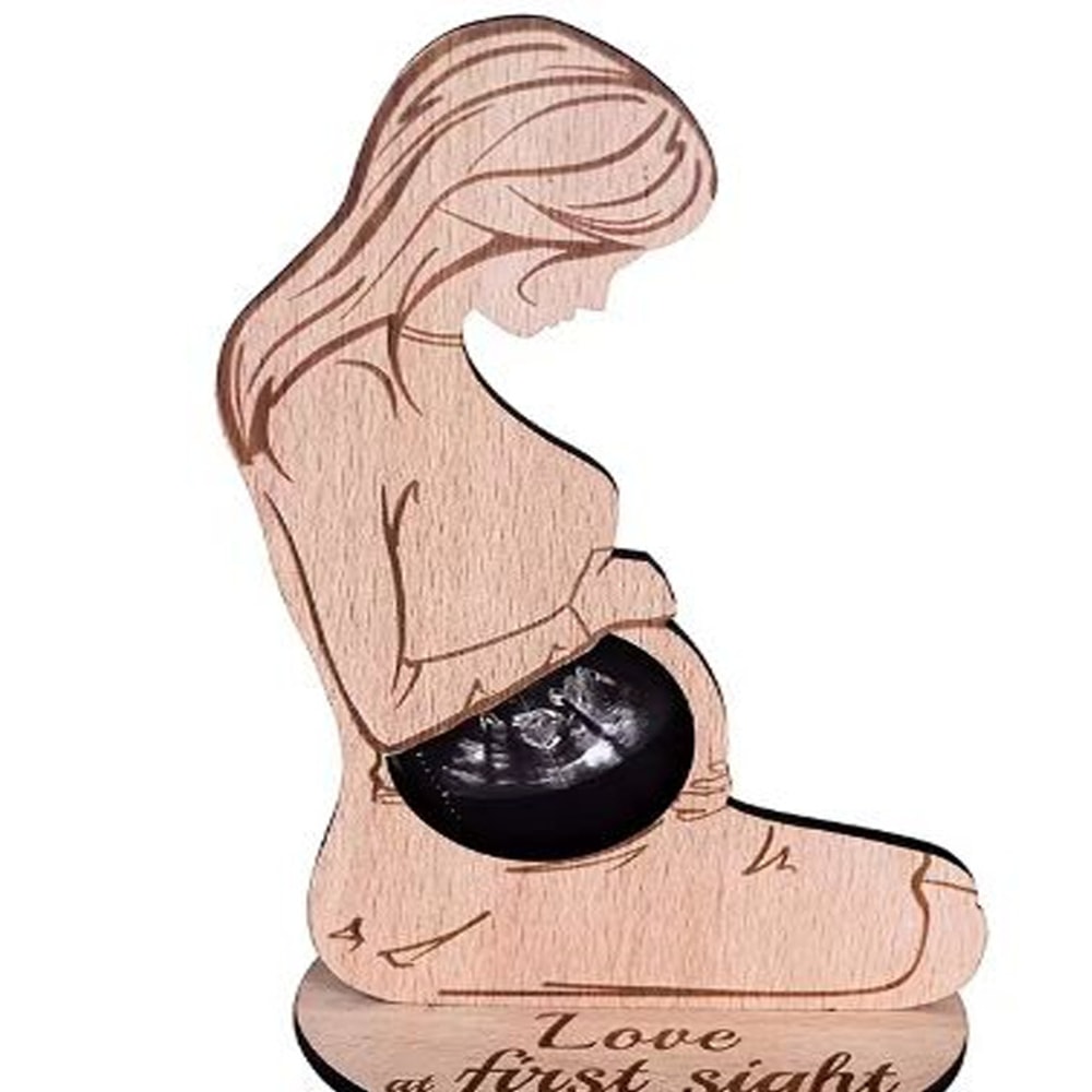 Creative Wooden Ultrasound Photo Frame With Stand Pregnant Sonogram Picture Frame Gender Disclosure 7