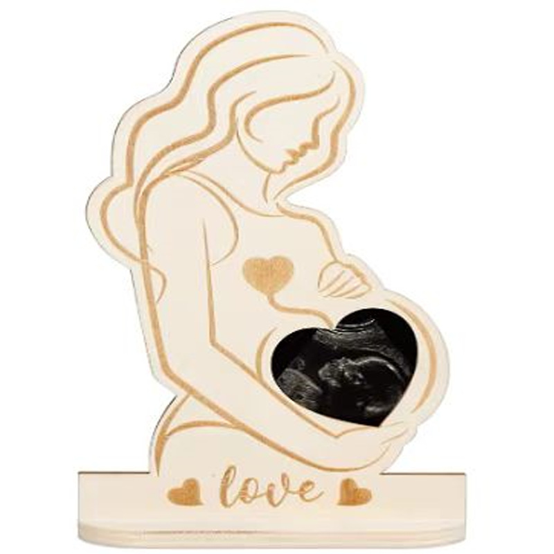 Creative Wooden Ultrasound Photo Frame With Stand Pregnant Sonogram Picture Frame Gender Disclosure 8