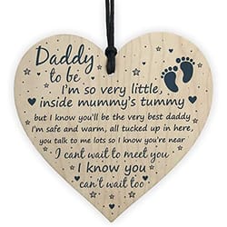 daddy to be wooden heart card sign gift, father new born baby son daughter plaque