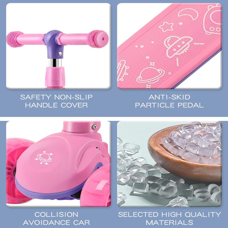 Adjustable Wheel Kick Scooter for Kids, Sit or Stand Ride, Non-Slip Deck with Brake for Boys and Girls