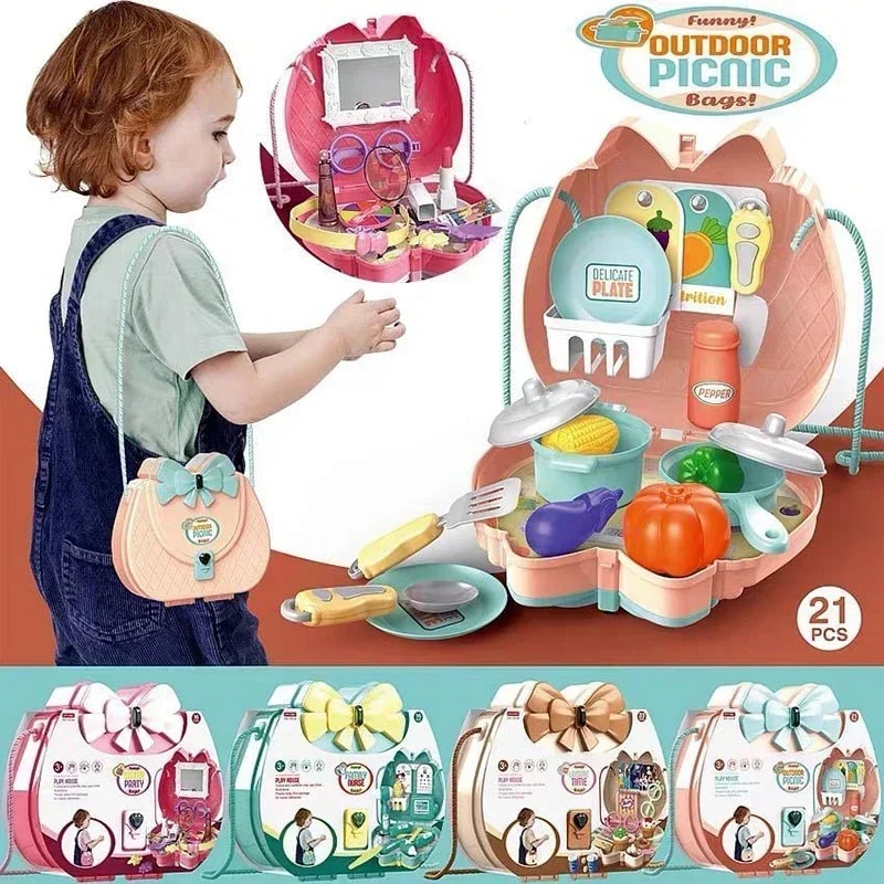 Pretend Play Doctor Kits Girls Makeup Sets With Crossbody Bag Ice Cream Playset For Toddlers 1
