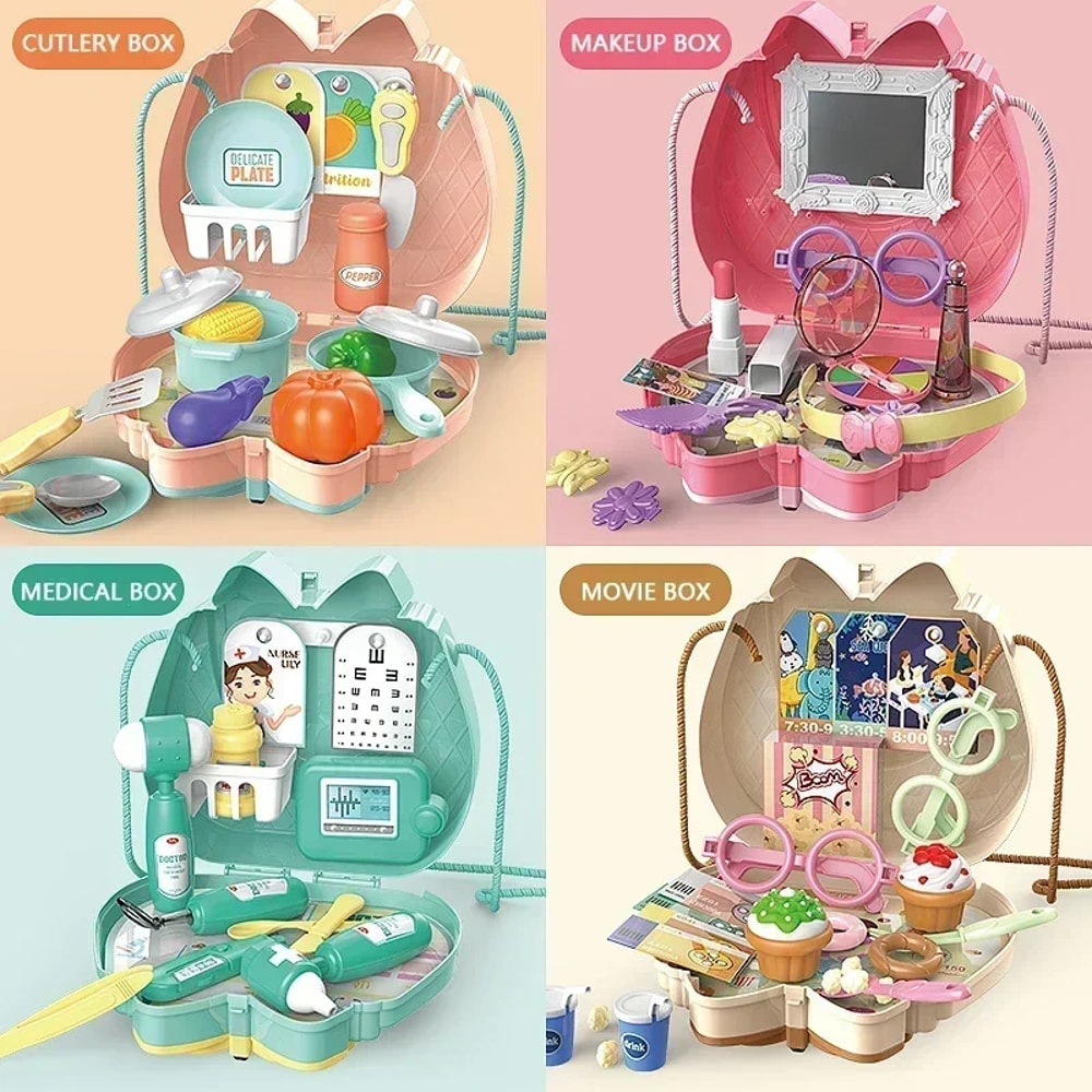 Pretend Play Doctor Kits Girls Makeup Sets With Crossbody Bag Ice Cream Playset For Toddlers 3