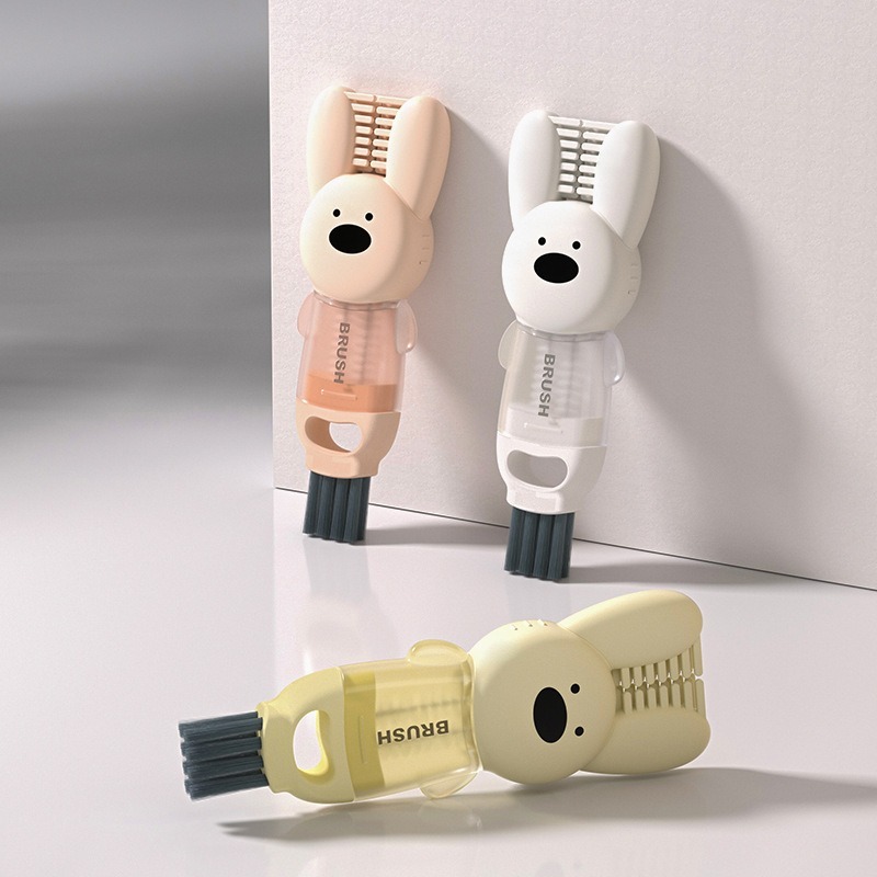 Cute Bunny 3 in 1 Cup Lid Gap Cleaning Brush, Multifunctional Silicone Cleaner for Insulation Bottles