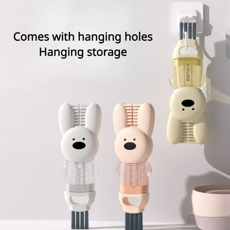 Cute Bunny 3 in 1 Cup Lid Gap Cleaning Brush, Multifunctional Silicone Cleaner for Insulation Bottles