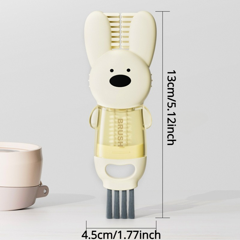 Cute Bunny 3 in 1 Cup Lid Gap Cleaning Brush, Multifunctional Silicone Cleaner for Insulation Bottles
