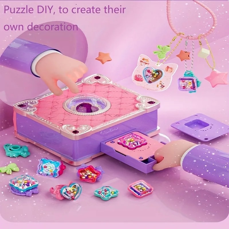 DIY Jewelry Making Kit D Sticker Maker Arts And Crafts Kit For Kids Princess Pendant Keychain Beads 2