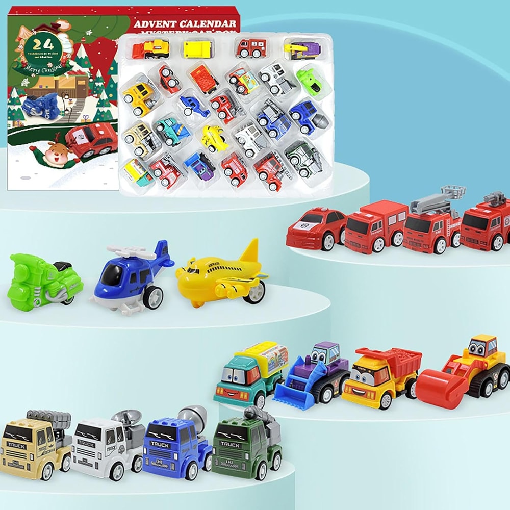 Christmas Countdown Advent Calendar Pull Back Cars Toys Set Kids Large Collection Set Christmas Party Favor