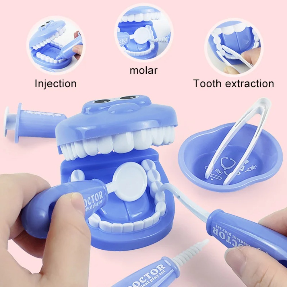 Pretend Toy Medical Kit for Kids, Plastic Simulation Dentist Play Set, Role Play Game for Children