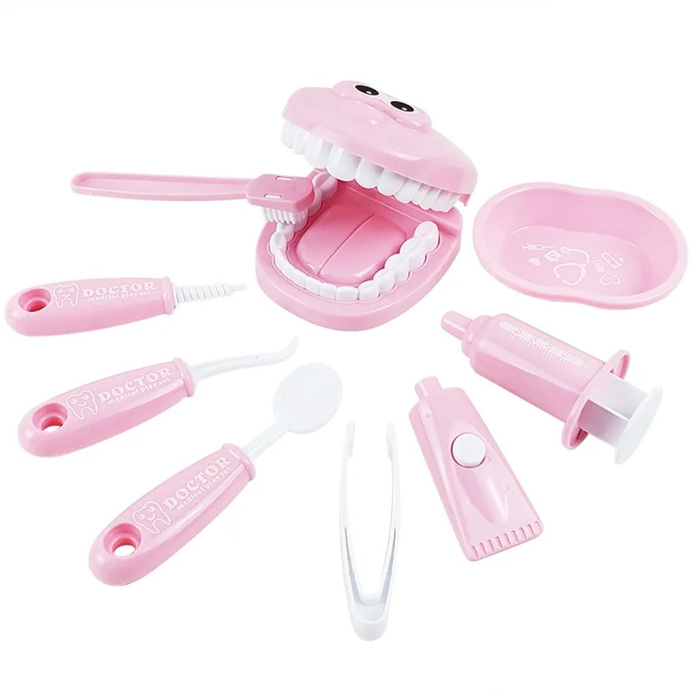 Pretend Toy Medical Kit for Kids, Plastic Simulation Dentist Play Set, Role Play Game for Children