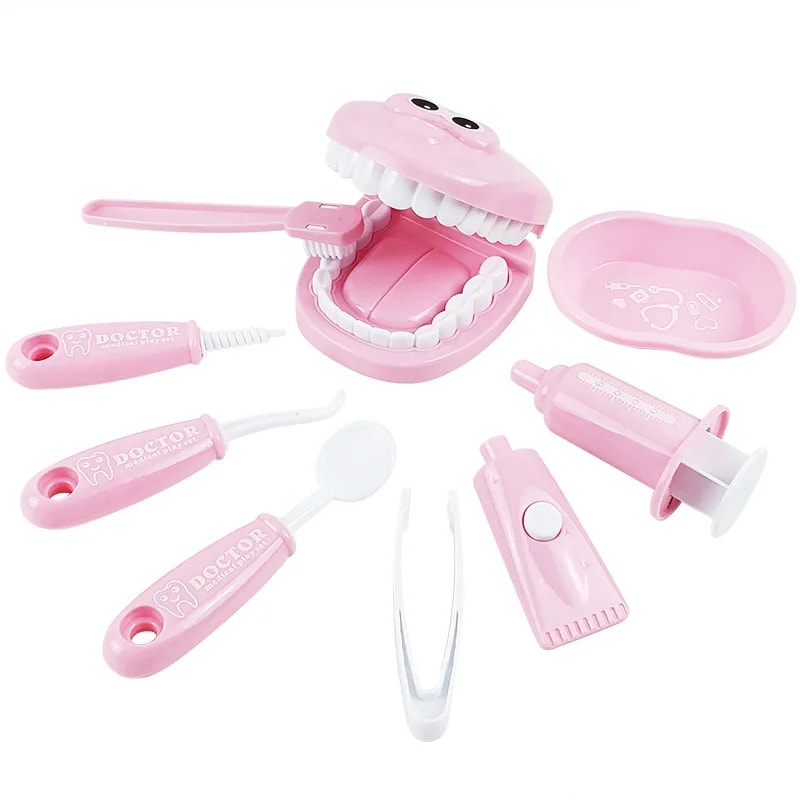 Pretend Toy Medical Kit for Kids, Plastic Simulation Dentist Play Set, Role Play Game for Children