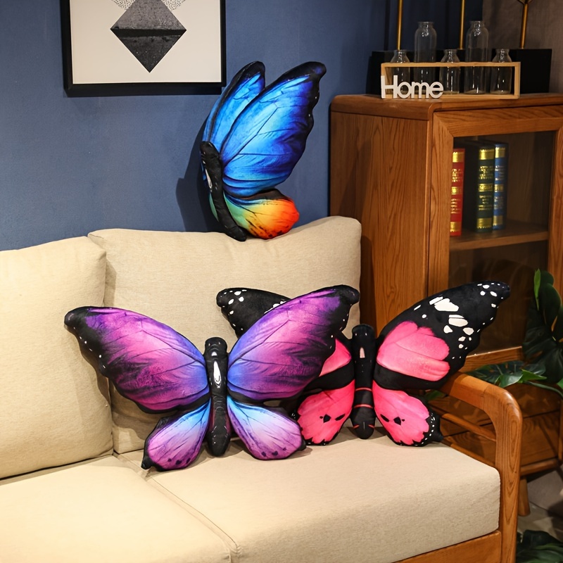 Plush Velvet Butterfly Shaped Throw Pillow Soft Stuffed Seat Cushion Pad Decorative Animal Pillow F 0