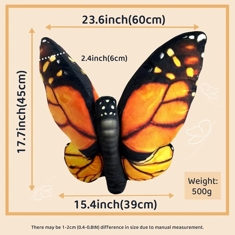 Plush Velvet Butterfly Shaped Throw Pillow Soft Stuffed Seat Cushion Pad Decorative Animal Pillow F 2