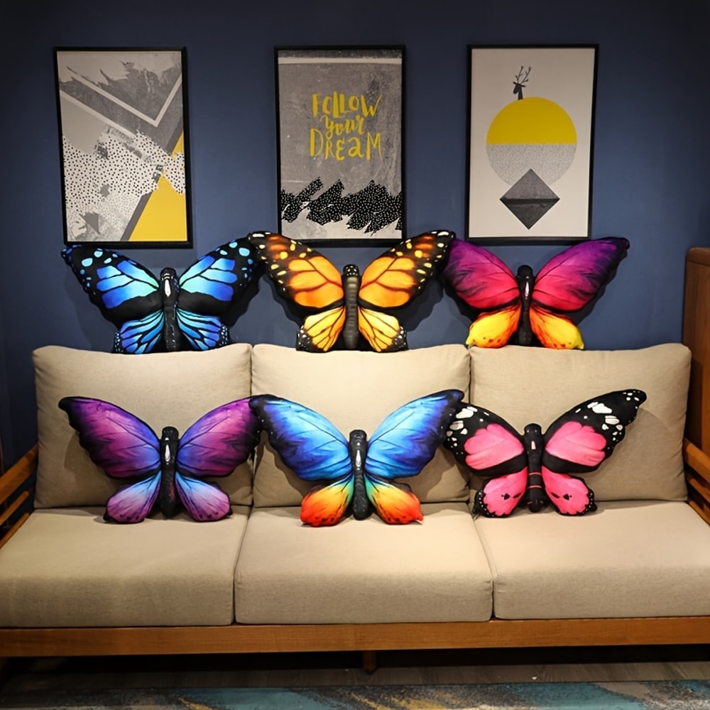 Plush Velvet Butterfly Shaped Throw Pillow Soft Stuffed Seat Cushion Pad Decorative Animal Pillow F 3