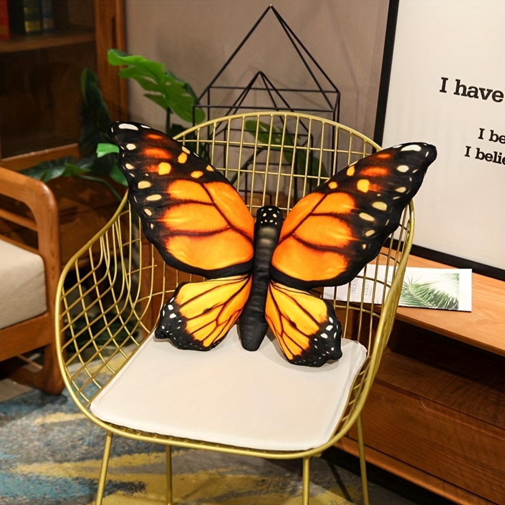 Plush Velvet Butterfly Shaped Throw Pillow Soft Stuffed Seat Cushion Pad Decorative Animal Pillow F 7