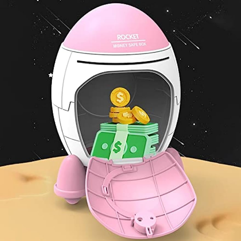 Cartoon Space Rocket Piggy Bank Toy For Boys And Girls Large Capacity Money Storage Perfect Holiday 3