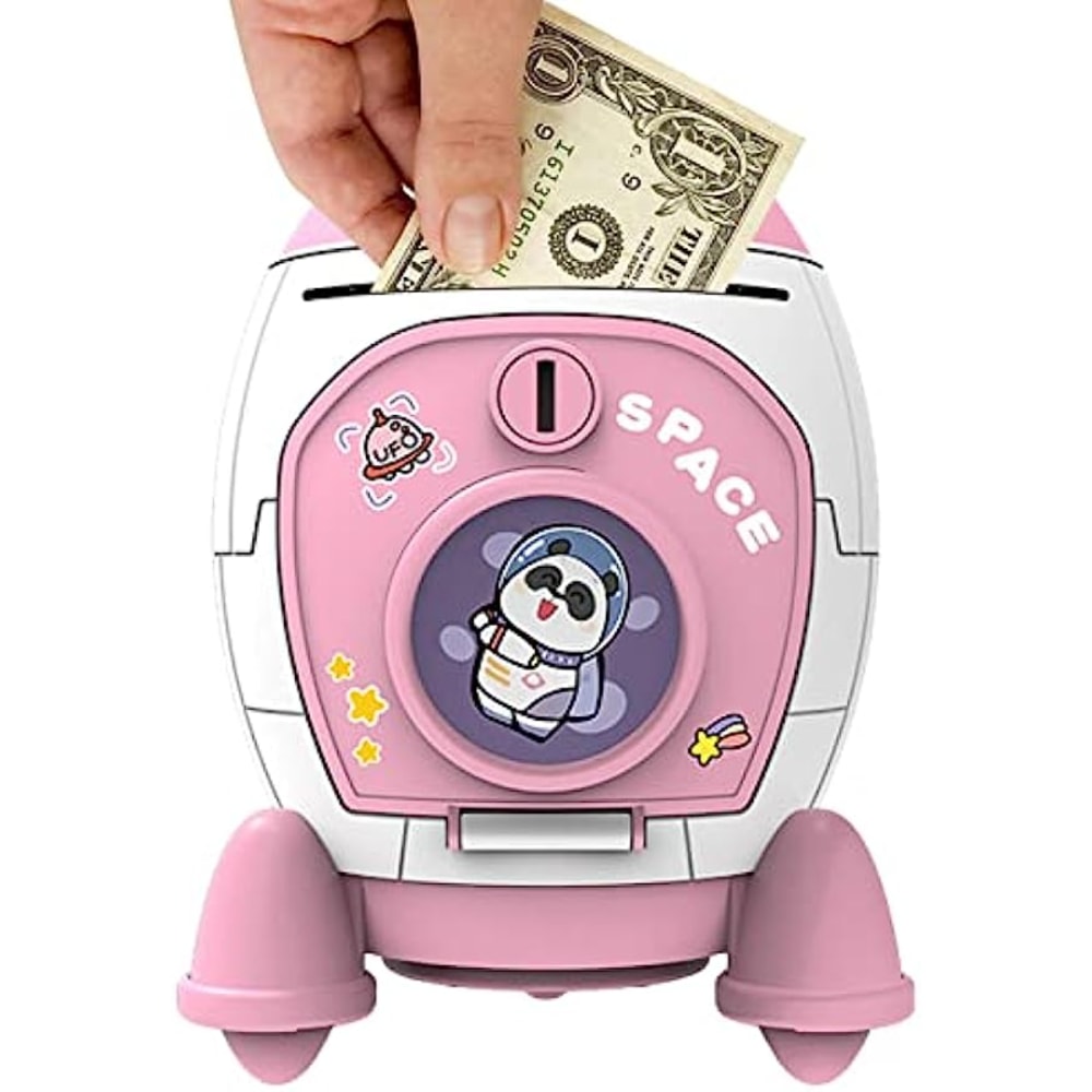 Cartoon Space Rocket Piggy Bank Toy For Boys And Girls Large Capacity Money Storage Perfect Holiday 6