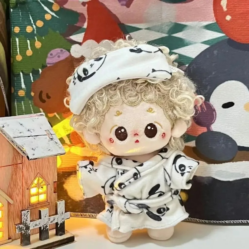 Handcrafted Panda Sleepwear Outfit for Dolls, Compatible with Labubu Cotton Dolls