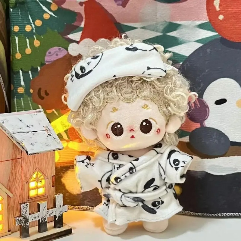 Handcrafted Panda Sleepwear Outfit for Dolls, Compatible with Labubu Cotton Dolls
