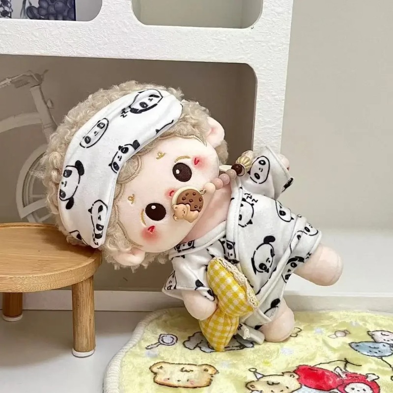 Handcrafted Panda Sleepwear Outfit for Dolls, Compatible with Labubu Cotton Dolls
