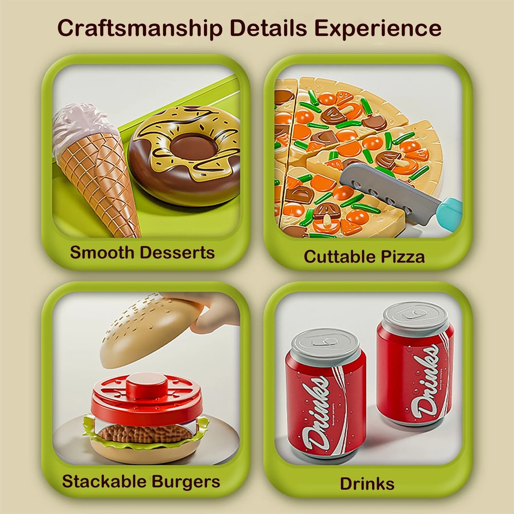 Fruit Toy Cutting Play Food Drink Toy, Pretend Play Simulation Kitchen Set for Kids, Portable Picnic Basket