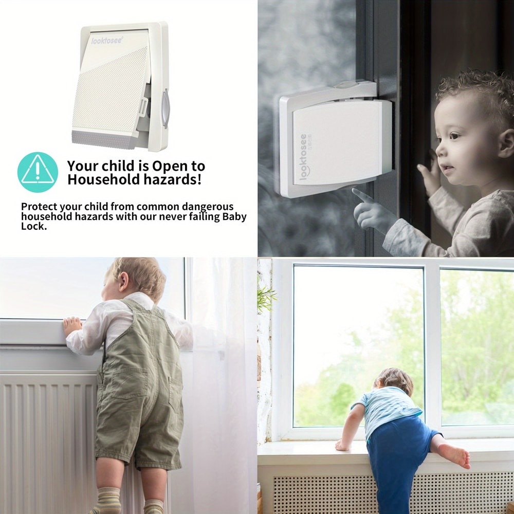 Baby Fall Prevention Door Window Safety Lock, Child Proof Sliding Lock to Protect Kids