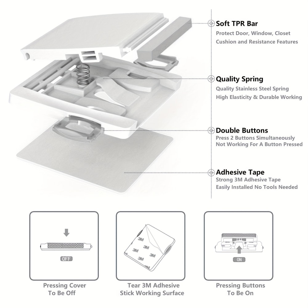 Baby Fall Prevention Door Window Safety Lock, Child Proof Sliding Lock to Protect Kids