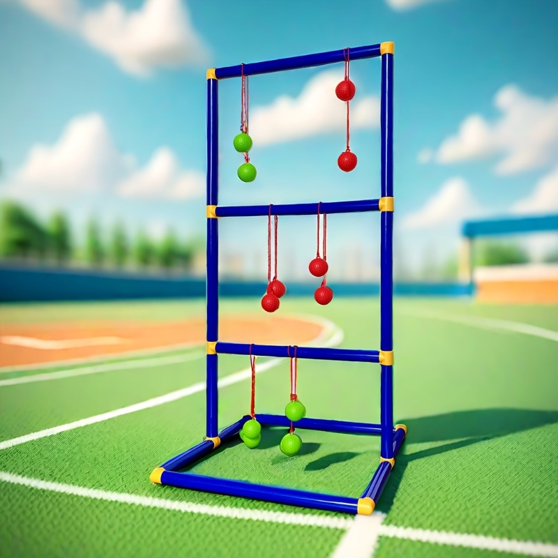 Ladder Ball Toss Game with Balls, Outdoor Family Sports Set for Backyard Fun, Gift for Boys and Girls