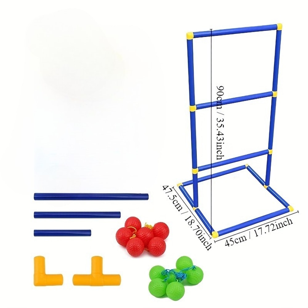 Ladder Ball Toss Game with Balls, Outdoor Family Sports Set for Backyard Fun, Gift for Boys and Girls