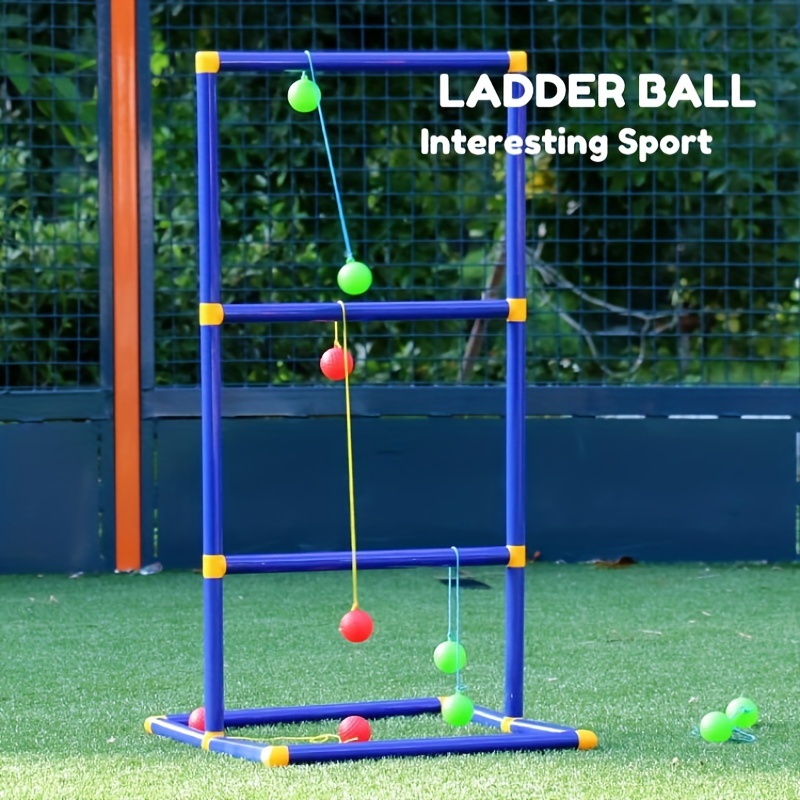 Ladder Ball Toss Game with Balls, Outdoor Family Sports Set for Backyard Fun, Gift for Boys and Girls