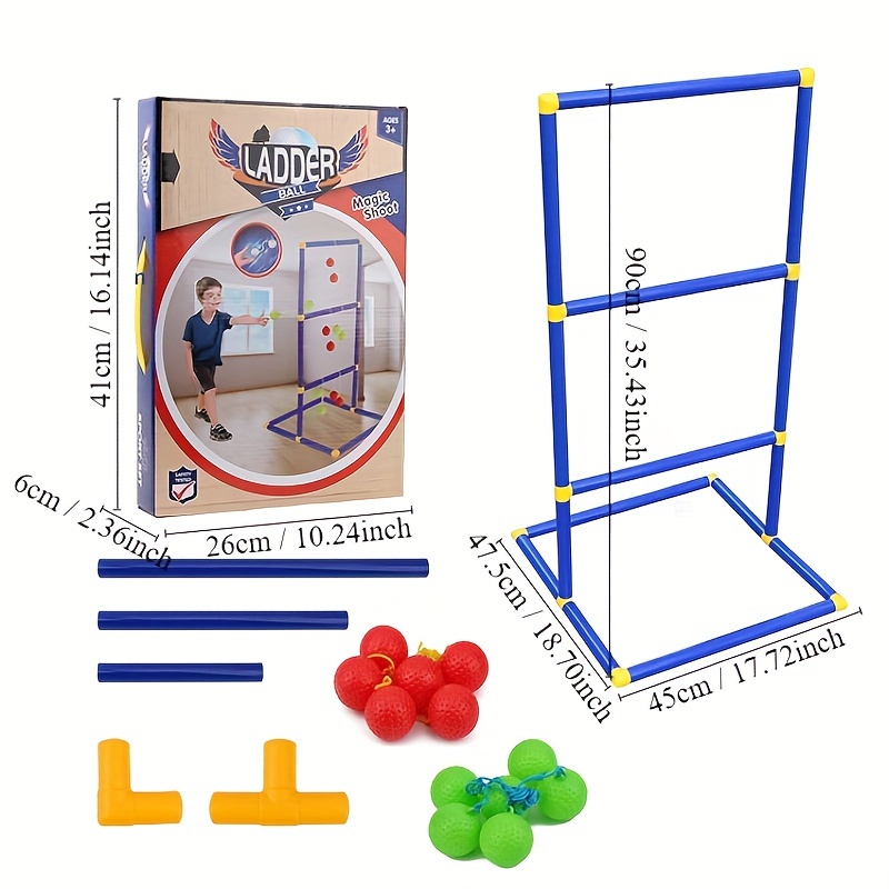 Ladder Ball Toss Game with Balls, Outdoor Family Sports Set for Backyard Fun, Gift for Boys and Girls