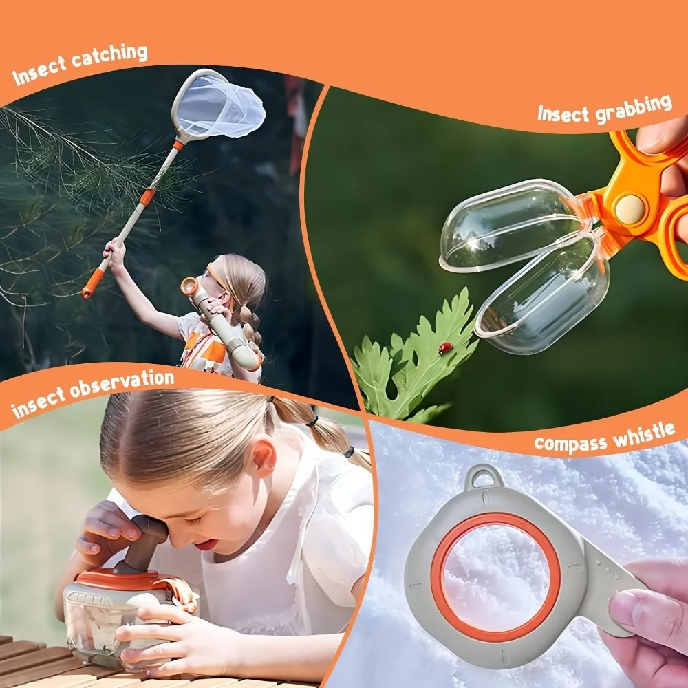 Kids Explorer Kit, Bug Catcher, Binoculars, Outdoor Exploration Kit for Hiking, Camping, Educational Toy for Kids