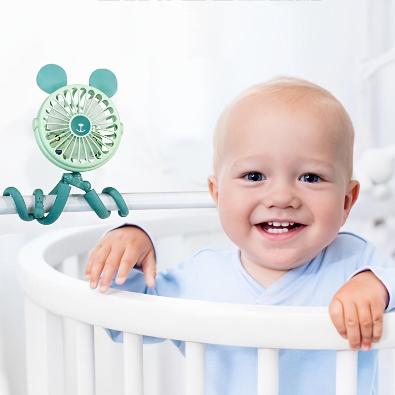 USB Rechargeable Baby Stroller Fan with Clip, Octopus Shaped Funny Portable Fan for Car Seat