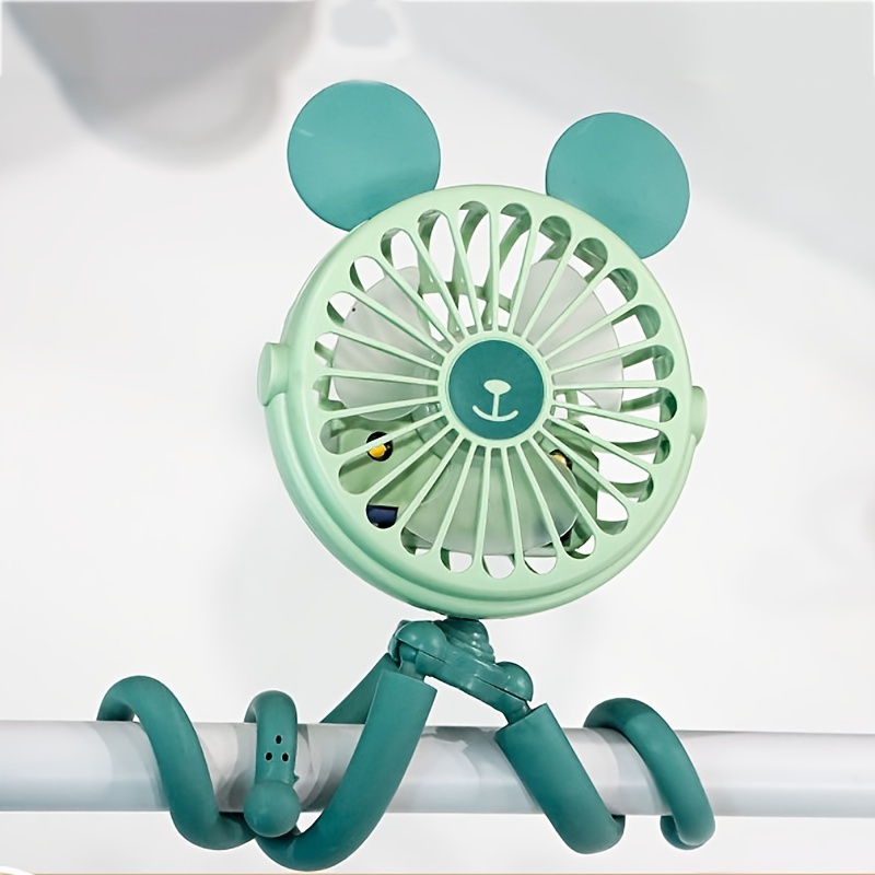 USB Rechargeable Baby Stroller Fan with Clip, Octopus Shaped Funny Portable Fan for Car Seat