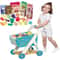 Toddler Shopping Cart Trolley Playset, Educational Toy with Food, Fruits, and Vegetables for Kids