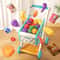 Toddler Shopping Cart Trolley Playset, Educational Toy with Food, Fruits, and Vegetables for Kids
