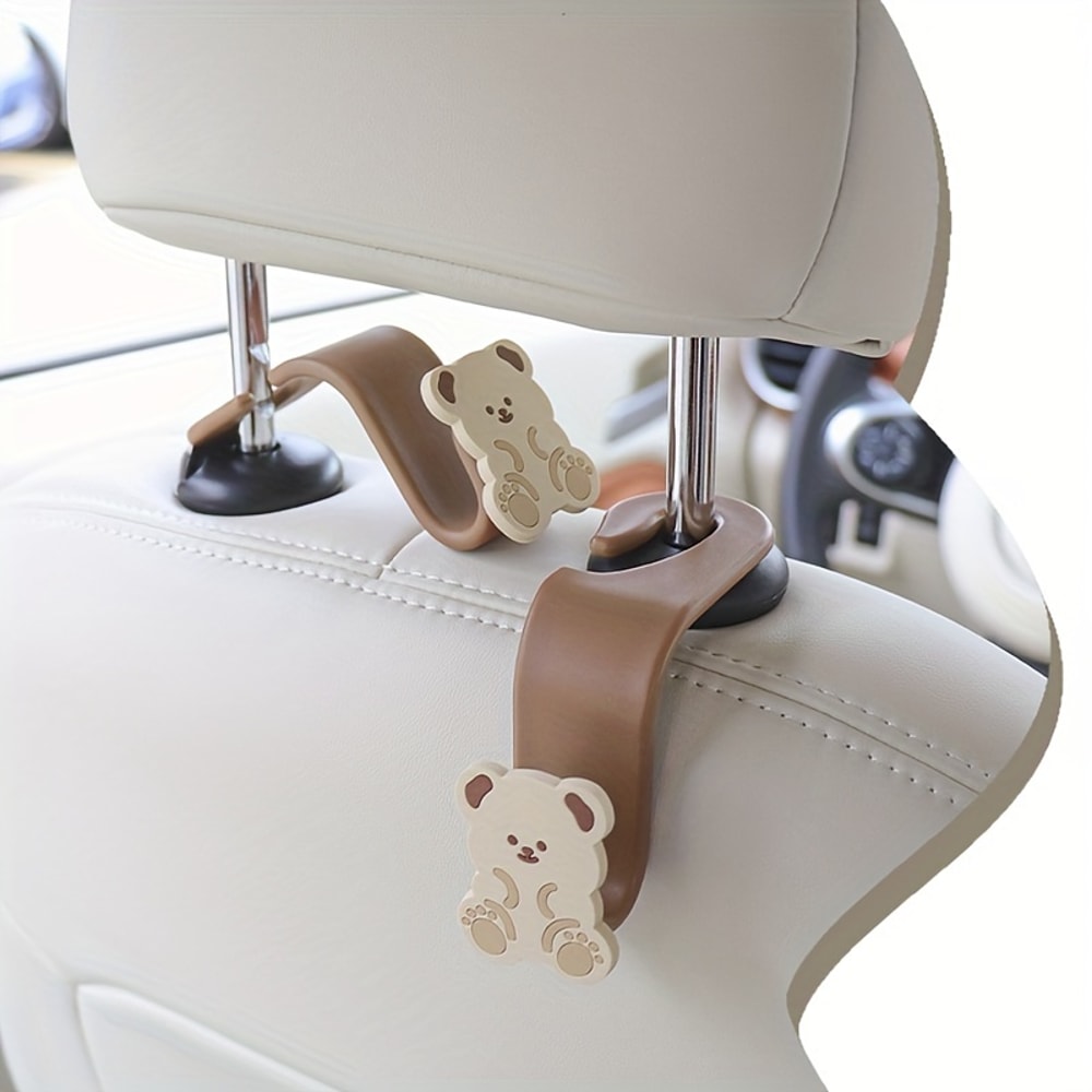 Cute Bear Bunny Cartoon Headrest Hooks For Purses And Bag Car Back Seat Hanger Universal Storage Ho 3