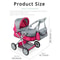 Large Foldable Baby Doll Stroller With Shoulder Bag Retractable Canopy Adjustable Soft Handle For K 1