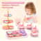 Flower Tea Set Toys for Toddlers, Tea Party Set for Little Girls, Kitchen Pretend Play Toys, Dessert Cake Christmas Gift