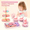 Flower Tea Set Toys for Toddlers, Tea Party Set for Little Girls, Kitchen Pretend Play Toys, Dessert Cake Christmas Gift