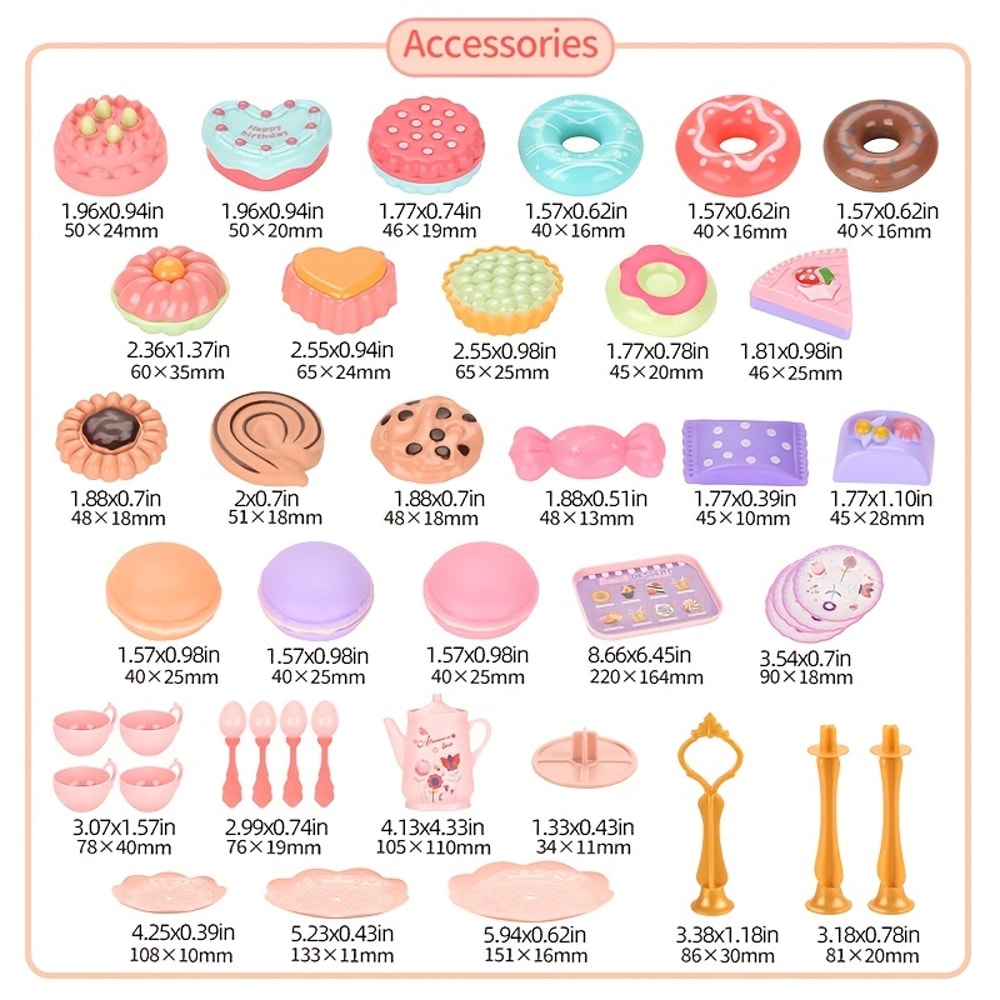 Flower Tea Set Toys for Toddlers, Tea Party Set for Little Girls, Kitchen Pretend Play Toys, Dessert Cake Christmas Gift