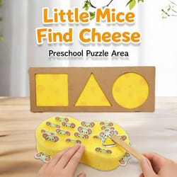 shape matching game for babies, cheese mice design, boosts creativity & focus for family fun playtime