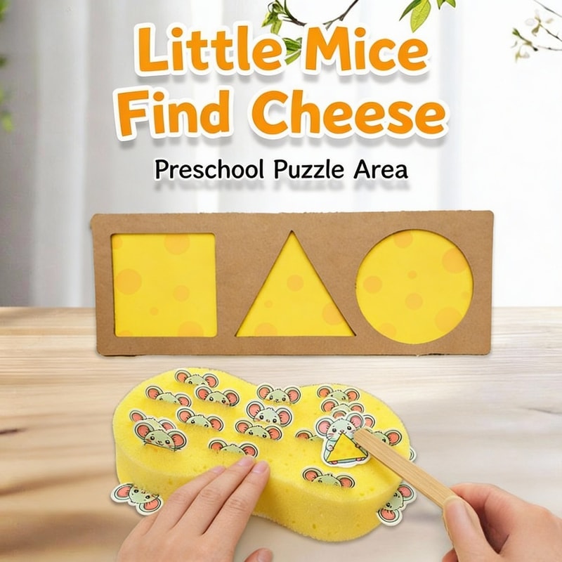 Shape Matching Game for Babies, Cheese Mice Design, Boosts Creativity & Focus for Family Fun Playtime