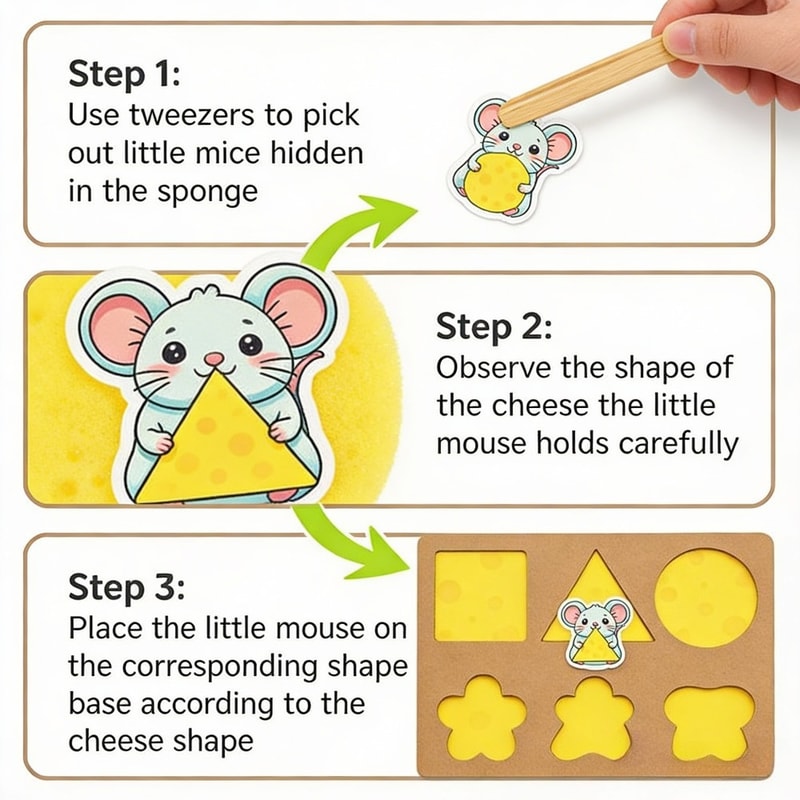 Shape Matching Game for Babies, Cheese Mice Design, Boosts Creativity & Focus for Family Fun Playtime