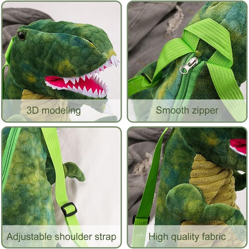 Dinosaur Costume Accessories for Boys, Plush T-Rex Backpack for Kids with Adjustable Straps