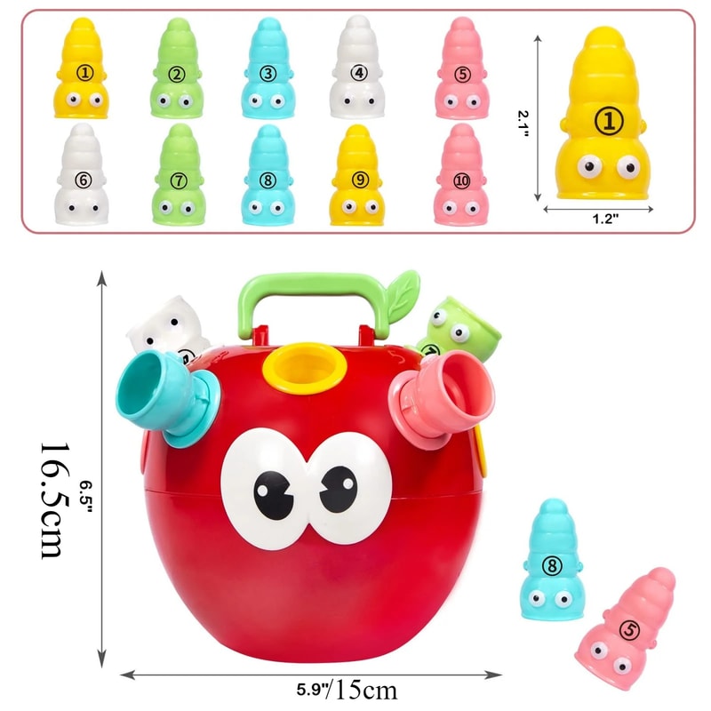 Apple Sorting Toy, Number & Color Sorting Toy for Baby Toddlers, Storage Stacking Toy