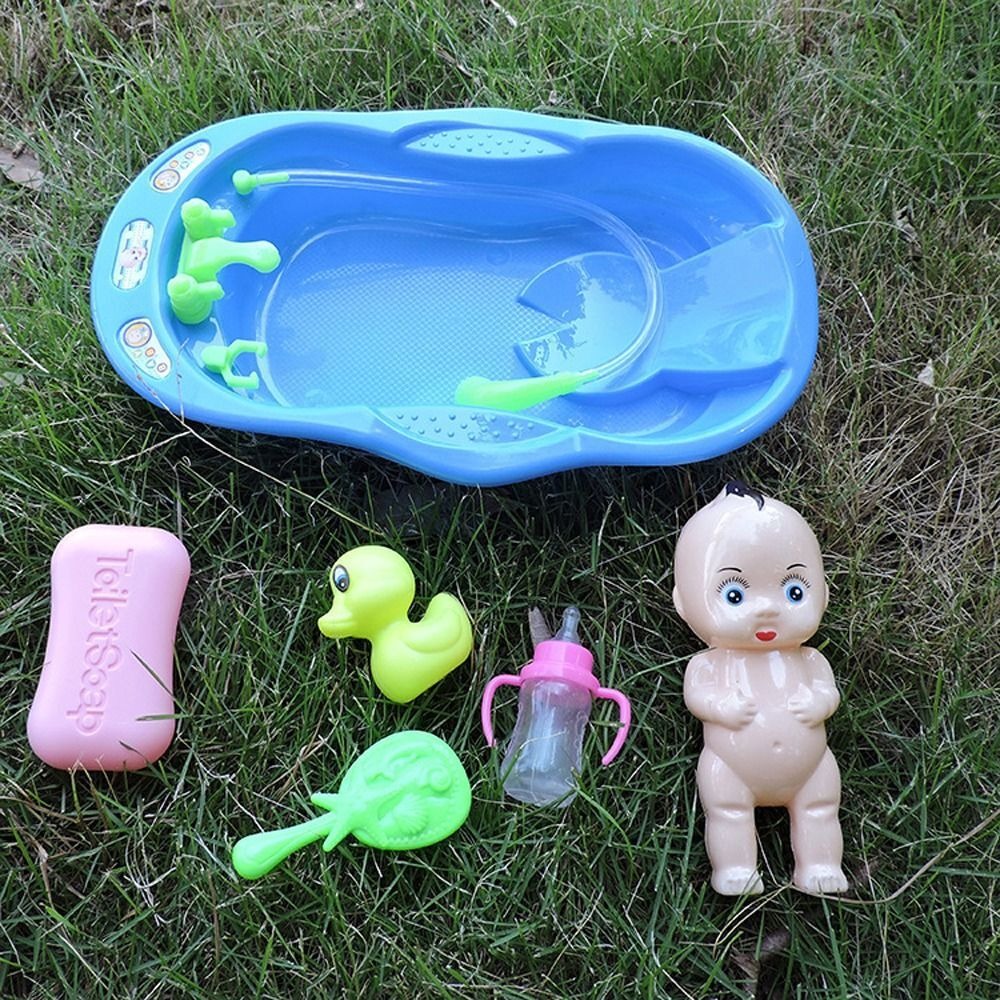 Pretend Play Baby Doll Care Set With Bathtub Accessories Baby Dolls Bath Set For Toddlers Birthday 0