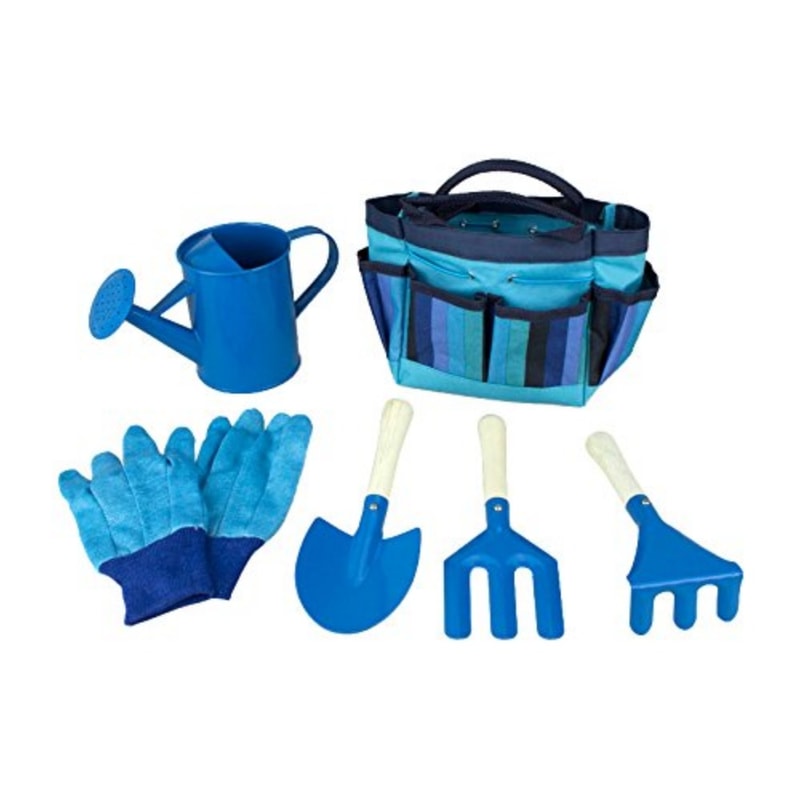 Gardening Tool Set For Kids Shovel Rake Fork Trowel Gloves Watering Can Tote Bag Outdoor Gardening 6