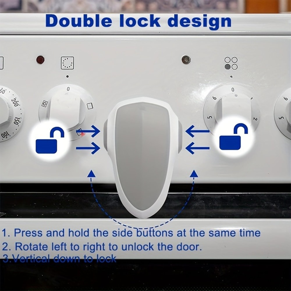 Childproof Oven Door Lock for Toddlers, Heat-Resistant Self-Adhesive Lock, No-Drill, Durable Baby Safety Locks